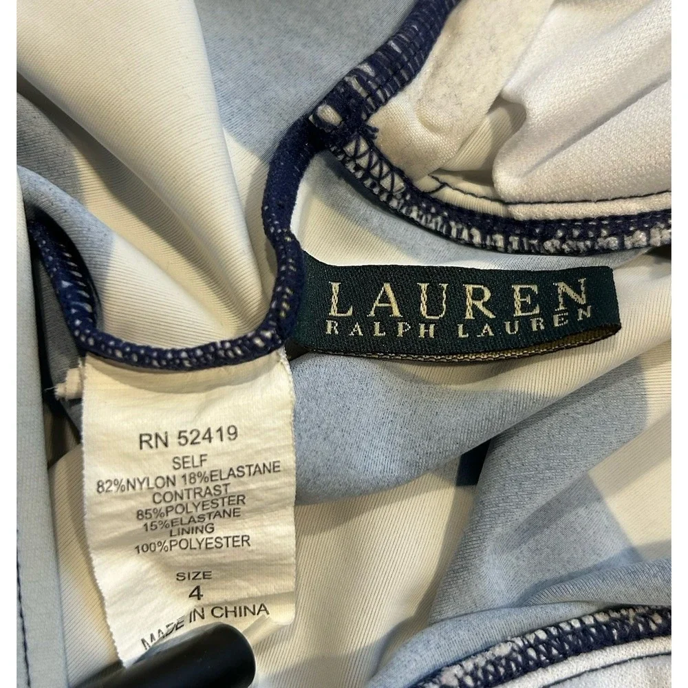 Lauren Ralph Lauren Women's Tankini Sz 4 Swim‎ Top Striped Blue White Strapless